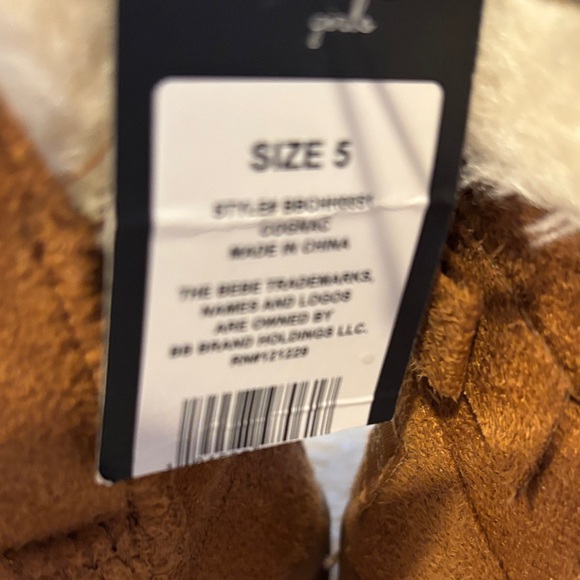 Bebe Baby Girls Tan Suede Boots  Faux Fur size 5 - Picture 5 of 6